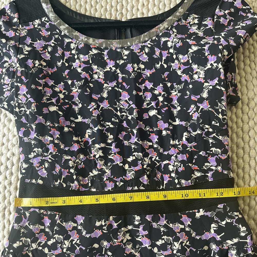 Marc by Marc Jacobs Black and Purple Silk Fit and Flare Dress - Picture 10 of 16